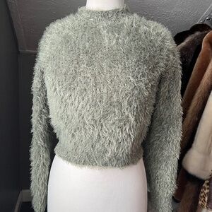 Sage Green fluffy sweater size extra small XS